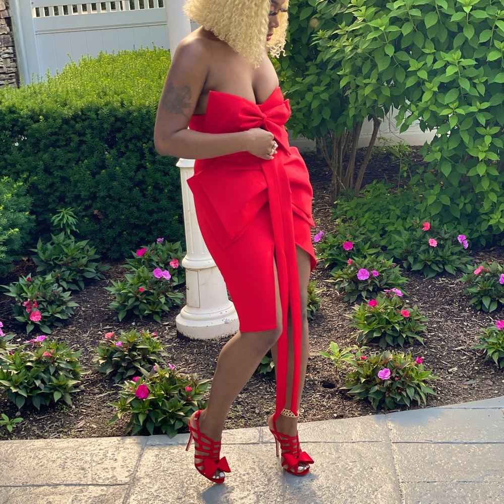 Red dress with bow detail